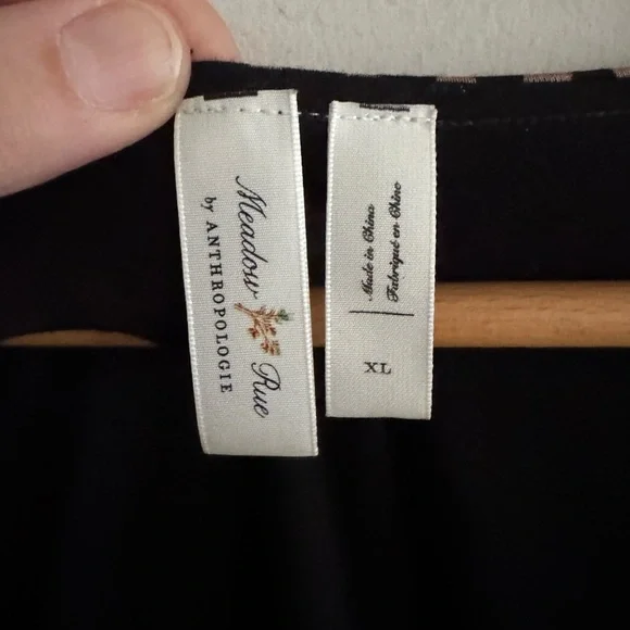 Anthropologie Meadow Rue Josalyn Brown Black Tie Front Diamond Print Top XL - Picture 4 of 6